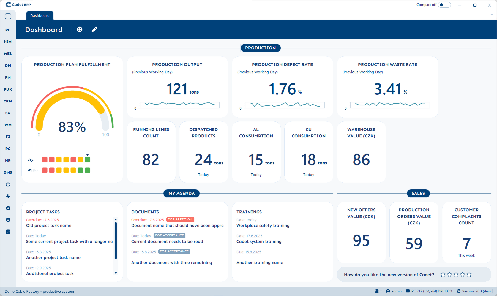 Hlavní dashboard